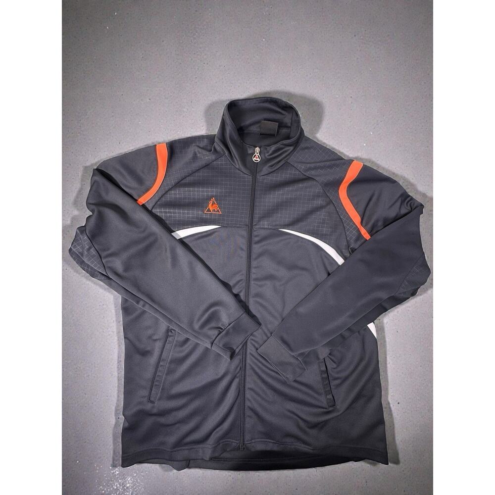 Le Coq Sportif Men’s XL Full Zip Track Jacket Dark Blue Orange Logo On Back